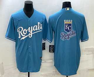 Men%27s Kansas City Royals Big Logo Blue Stitched MLB Cool Base Nike Jerseys